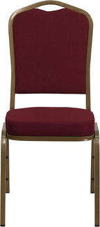 BizChair Crown Back Stacking Banquet Chair in Burgundy Fabric - Gold Frame