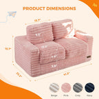 MAXYOYO Extra Wide Kids Bean Bag Chair, Comfy Faux Fur Bean Bag Sofa with Filler, Upholstered Floor Sofa with Pillows and Armrests, Lazy Floor Chair Couch for Boys and Girls, Pink