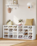 Hzuaneri Farmhouse Shoe Storage Bench, Entryway Shoe Cubby Bench, Widened Wooden Shoes Cubbies with Compartments, Shoes Rack Benchs for Cloakroom, Living Room, White SB52503X