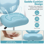 Kids Desk Chair Ergonomic Study Chair with Flipped Armrest and Footrest Swivel Mesh Desk Chair with Wheels Home Office Chair for Children in Home Bedroom Blue