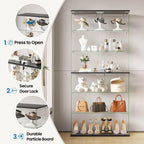 Dystler Display Cabinet with Glass Doors, 70" Tall Clear Curio Cabinet with RGB LED Lights for Collectibles, Figures, Lighted 6-Tier Glass Display Case for Living Room, Black