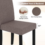 GOFLAME Upholstered Dining Chairs Set of 2, Fabric Kitchen Chairs with Padded Seat, Tilt Backrest, Rubber Wood Legs, Armless Side Chairs for Dining Room, Living Room, Restaurant, Brown