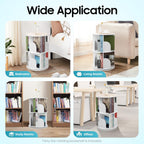 2 Tier Rotating Bookshelf for Living Room, Bedroom, Office & Study | 360° Revolving Bookcase, Dividers, Anti-Falling Design, Space Saving, Floor Standing, Book Organizer