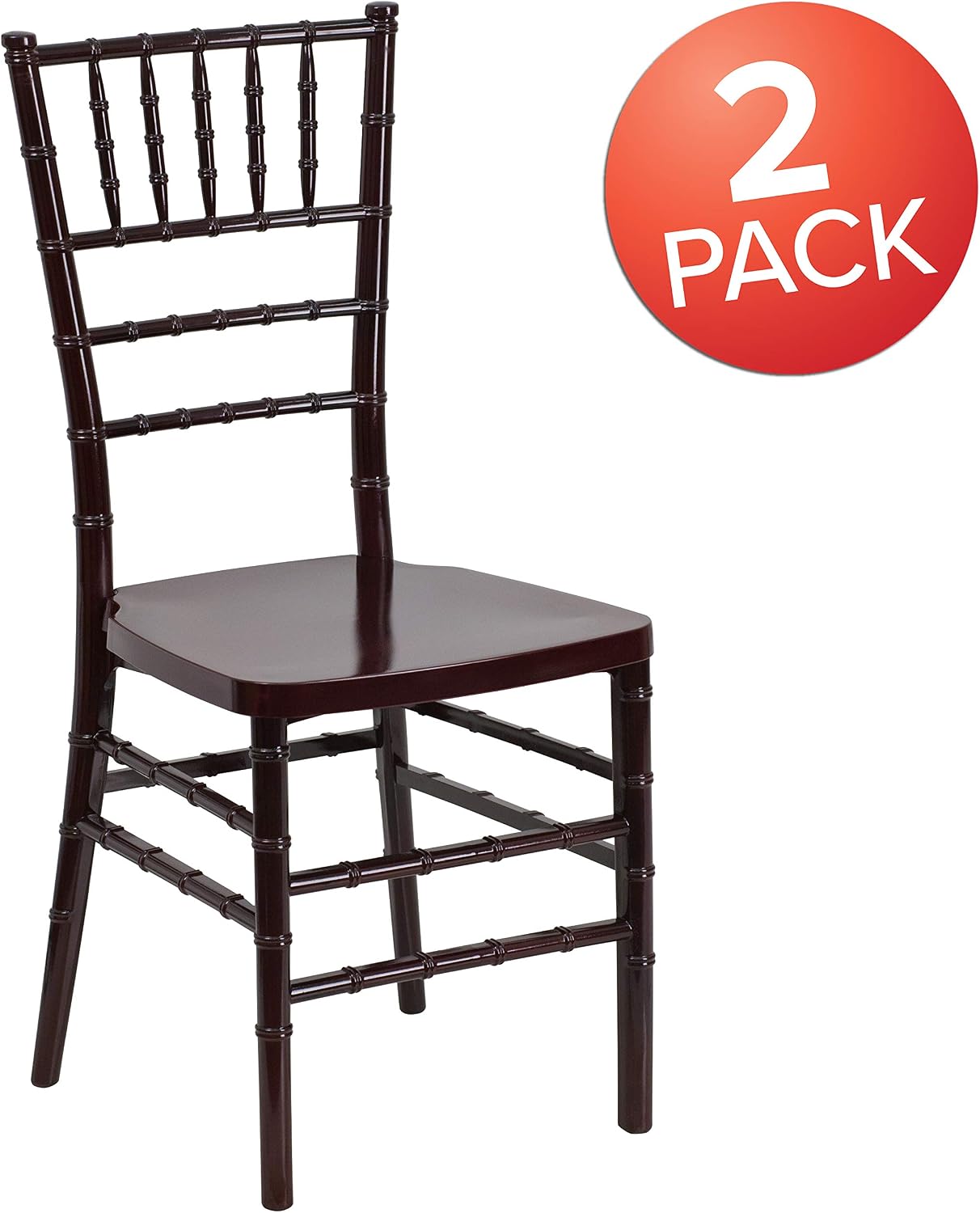 Flash Furniture 2 Pack HERCULES PREMIUM Series Mahogany Resin Stacking Chiavari Chair