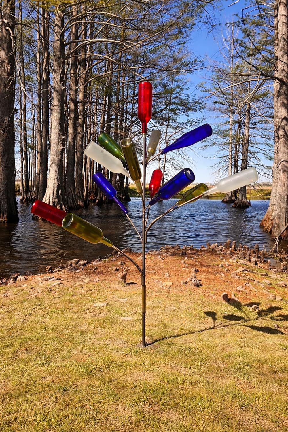 BottleTree The Freestyle | Outside Yard Garden Decor | 2 Pc Assembly | No Tolls Required | Displays 13 Bottles | 5 ft. Tall | Heavy Duty Welded Raw Steel | Unpainted | Made in Mississippi USA