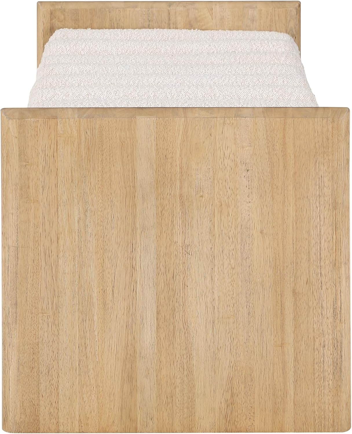 Meridian Furniture 179Cream Waverly Collection Modern | Contemporary Bench with Solid Wood Rich Natural Finish, Luxurious Cream Boucle Fabric, 52" W x 19" D x 18" H, Cream