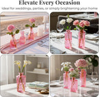 12 Pack Bud Vase in Bulk - BEAHOT Pink Flower Vases for Wedding Decorations, Glass Vase for Table Decorations, Small Vase for Home, Mother's Day, Centerpieces, Party, Office (Pink)