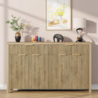 YaFiti Sideboard Buffet Cabinet Fluted Storage Cabinet, 55.1" Large Credenza with Storage & Adjustable Shelves, Modern Accent Cabinet Wood for Dining Room, Living Room, Entryway, Natural Oak