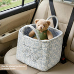 Floral Fabric Storage Basket Car Interior Storage Basket Underwear Sundries Laundry Baskets Supplies Home Organizer Bag (blue 3)