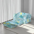 Blue Modular Toddler Sofa Chair, Couch With Side Pockets For Boys & Girls | Convertible Recliner Sofa | High-Density Foam | Night Glow Design | Side Pocket & Detachable Washable Cover | No Assembly