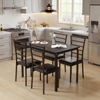 Dining Table Set for 4, 5 Piece Kitchen Table and Chairs Set with Upholstered Thick Cushion, Space Saving Dinette Set with Metal Frame for Small Spaces, Apartment, Breakfast Nook