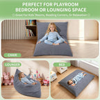 3-in-1 Kids Bean Bag Chair, Convertible Floor Cushion | Odor-Free Shredded Foam Resists Clumping, Removable Corduroy Cover, Cozy Lounge Seating for Bedrooms, Playrooms, Classrooms