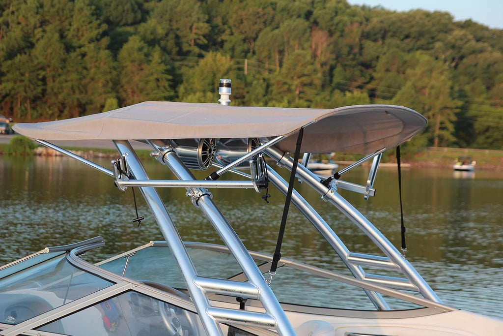 Monster Tower Water Ski Rack for Boats - Quick Release Retractable Mount, Polished, Anodized Aluminum, Fits 1 1/4" Thick Skis