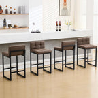 FIRAVOE Counter Height Bar Stools Set of 4, Upholstered Barstools with Back, Bar Chairs with Thickened Metal Legs, PU Leather Counter Stools for Kitchen Island (Coffee Brown, 4Pcs 26" Counter Stools)