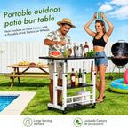 Adjustable Height Multi-Functional Garden Workbench, Heavy Duty Carbon Steel, 3-Tier Storage, 4 Lockable Casters, Mobile for Home, Office, Dorm & Garden