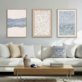 SAFERRYHOME Mid Century Neutral Blue Contrast Boho Wall Art - Modern Framed Canvas Prints Large Abstract Zen Lines Geometric Pattern Decor for Living Room, Home Office, Dining Room - 3 Pieces 24x36 Inch