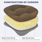 baibu Kitchen Chair Cushions Set of 2, Dual-Layer Patented Design Memory Foam Windsor Seat Pads, Dining Chair Cushions with Ties & Washable Cover, 17x 15.5 x 3.5in, 2 Pack, Brown