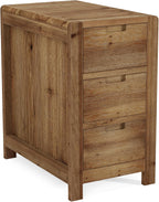 LITTLE TREE 3-Drawer Real Wood End Table, Narrow Side Table with Storage Drawers, Solid Wood Sofa Side Table for Living Room, Slim Nightstand Bedside Table for Bedroom, Natural Wood Color