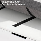 L-Shaped Corner Storage Bench Compartments & Cushioned Seat, Kitchen Breakfast Nook Bench with Hidden Storage, Wood Flip-Top Shoe Benches for Entryway Cloakroom, White & Grey