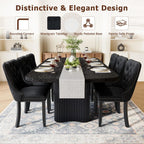 Dining Table Set for 10, 79'' Large Modern Rectangular Dining Room Table with 10 Velvet Chairs, Black Wood Finish, Reinforced Pedestal Base & Thick Tabletop, Stable Design for Home Dining