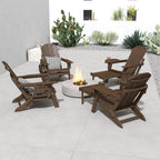 FOOWIN Folding Adjustable Adirondack Chair with Retractable Ottoman Set of 2, HDPE Adirondack Chair w/4 in 1 Cup Holder Trays,All-Weather Resistant Fire Pit Chair for Outdoor Patio Lawn, Coffee