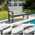 Psilvam Garden Bench, 2-Person Poly Lumber Patio Bench, All-Weather Outdoor Bench that Never Rot and Fade, Memorial Bench, Suit for Garden, Porch and Park (Dark Grey)