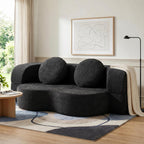 Vongrasig Convertible Sofa Bed, 77” Folding Boneless Couch, Floor Sofa 2-in-1 Curved Couch for Small Living Room, Apartment, Guest Room, Black