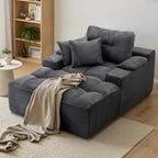 50" Oversized Boneless Chaise Lounge Chair Indoor, Plush Faux Fur Cloud Sofa Couch with Pillows, No Assembly Deep Seat Reading Chair Bed, Cozy Floor Couch for Living Room or Bedroom