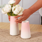 Pink Vase, Small Ceramic Vase, 8 inch Tall Vases for Flowers Pampas Grass Bud Roses Living Room Entry Table Bathroom Home Decor, Modern Style(Pink)