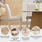 adochr Linen Fabric Dining Chairs Set of 2, Upholstered Dining Room Chair with Wooden Legs, Armless Parsons Chairs for Kitchen/Dining Room/Living Room, Beige
