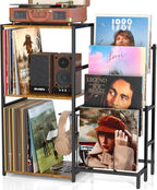 Record Player Stand, Turntable Stand with 4-Tier Vinyl Record Storage, Record Player Table Storage up to 200+ Albums, Record Player Cabinet with Vinyl Display Holder Shelf, vinyl Table for Living Room