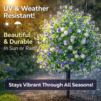 Artificial Potted Plants with Ground Stakes, UV Resistant Camellia Topiary, Outdoor Indoor Faux Shrubs, Waterproof Decorative Plants for Garden Porch Patio Yard (4)