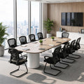 Office Desk Chair with Sled Base Set of 10,Mesh Conference Room Chairs No Wheels,Ergonomic Computer Chair with Lumbar Suppor,Office Guest Reception Waiting Room Chair,Black