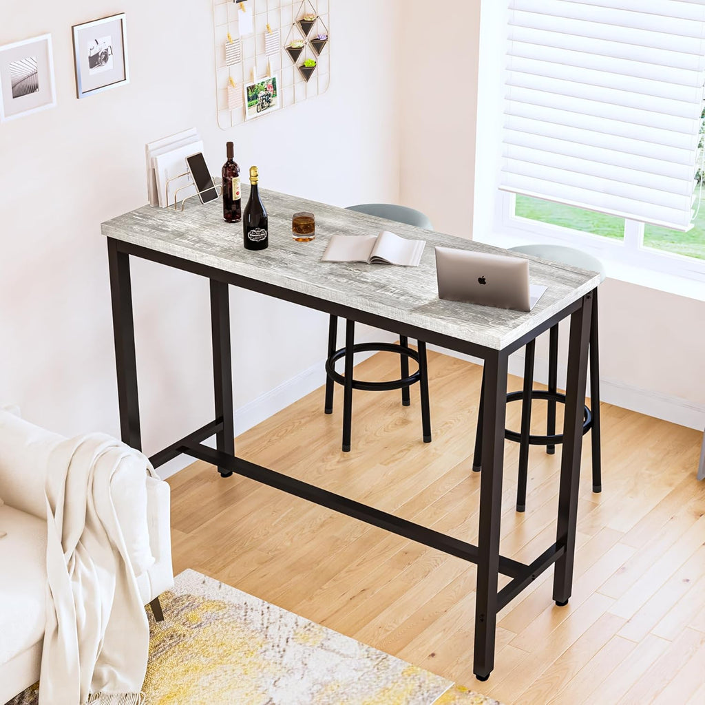 AWQM 39.3" Bar Table Set of 2,Faux Marble Pub Height Table and Chairs Set of 2 with Upholstered Stools,3 Piece Bar Table and Chairs Set Dining Table Set for Living Room,Kitchen,Bar,Grey