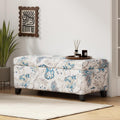 Christopher Knight Home Nesbit Living Room Ottoman with Storage, Entryway Fabric Upholstered Storage Ottoman Bench, Rectangular Sofa Foot Stool, Bedroom End of Bed Bench, Shoe Organizer, Light Blue