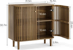 Smuxee Walnut Sideboard Cabinet with Unique Grille Stripe Design, Freestanding Buffet Cabinet with Curved Edge Design, Wood Storage Cabinet for Living Room, Entryway, Hallway