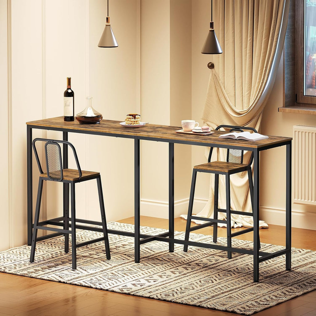 YATINEY 70.8" Long Bar Table, Counter Bar Height Table, High Top Table, Rectangular Hightop Bar Pub, for Kitchen, Living Room, Entryway, Rustic Brown and Black BT08BR