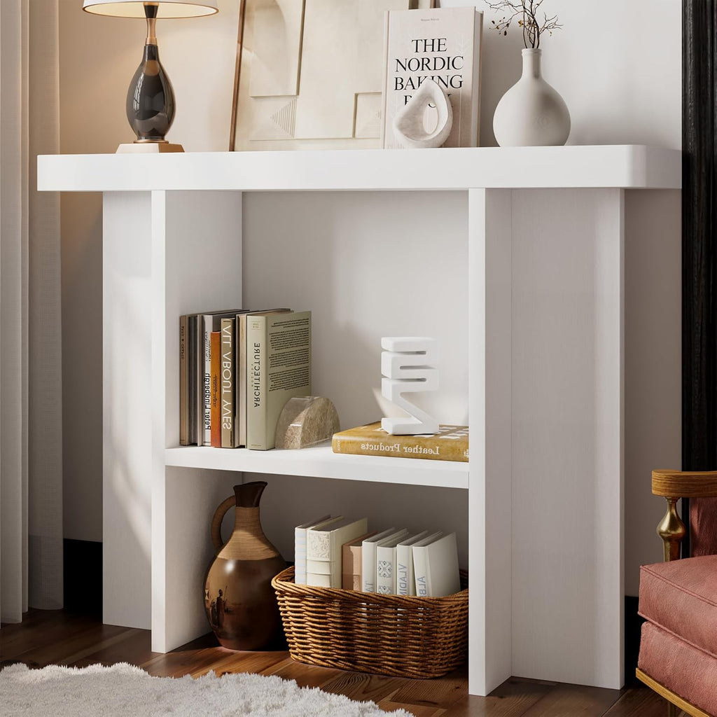 senlin Sofa Table, 47 Inch Console Table, Narrow Entryway Table for Hallway, Behind The Couch, Living Room, Foyer, Easy Assembly (White)
