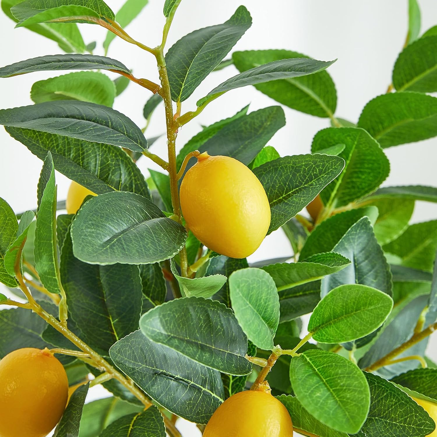 Heleze 3 Pcs Artificial Lemons Tree Branches - Faux Greenery Stems Realistic Lemon Branch with Lifelike Leaves Fake Lemon Plant for Home, Dining Table, Kitchen Decor 18 Inch