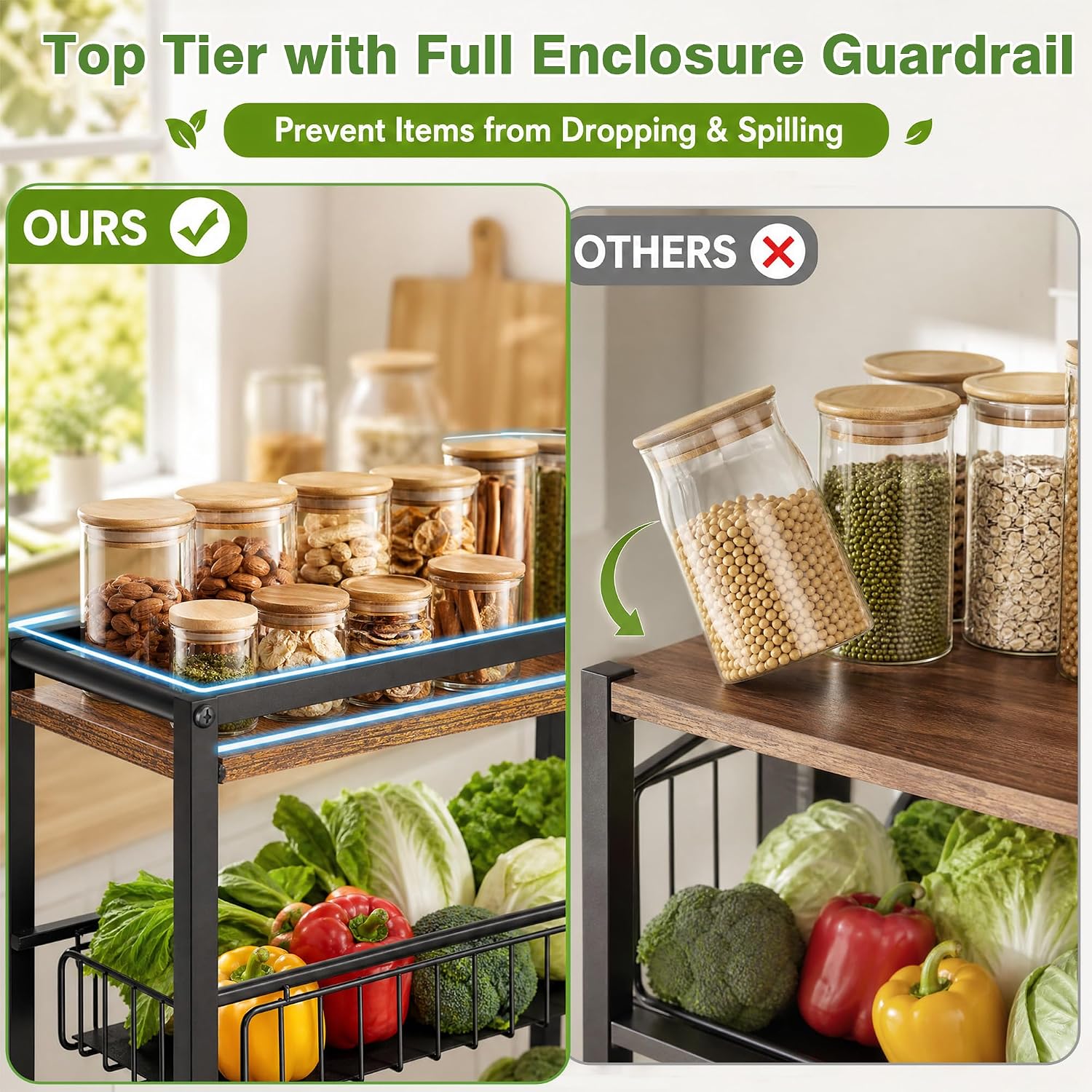 5-Tier Slim Rolling Cart Kitchen Utility Cart, Narrow Kitchen Cabinet with 4 Pull-Out Baskets - Versatile Rolling Storage Cart for Spices, Pantry & Bathroom Organization