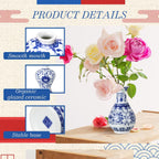 Maxcheck 12 Pcs Small Blue and White Vase Mini Porcelain Chinoiserie Bud Vase Vintage Ceramic Oriental Handmade Chinese Flower Jardiniere for Home Office Shelf Table Centerpieces Decor(Classic)