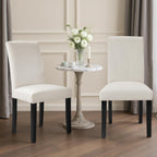 VECELO Upholstered Dining Chairs Set of 6, Modern Fabric and Solid Wood Legs & High Back, Parsons for Kitchen/Living Room- Beige