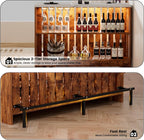 55-Inch Home Bar Unit, 2-Tier Drop Leaf Mini Bar Table with LED Light & Charging Station, Modern Faux Marble Counter Height Pub Table with Footrest for Dining Room, Living Room, Bistro