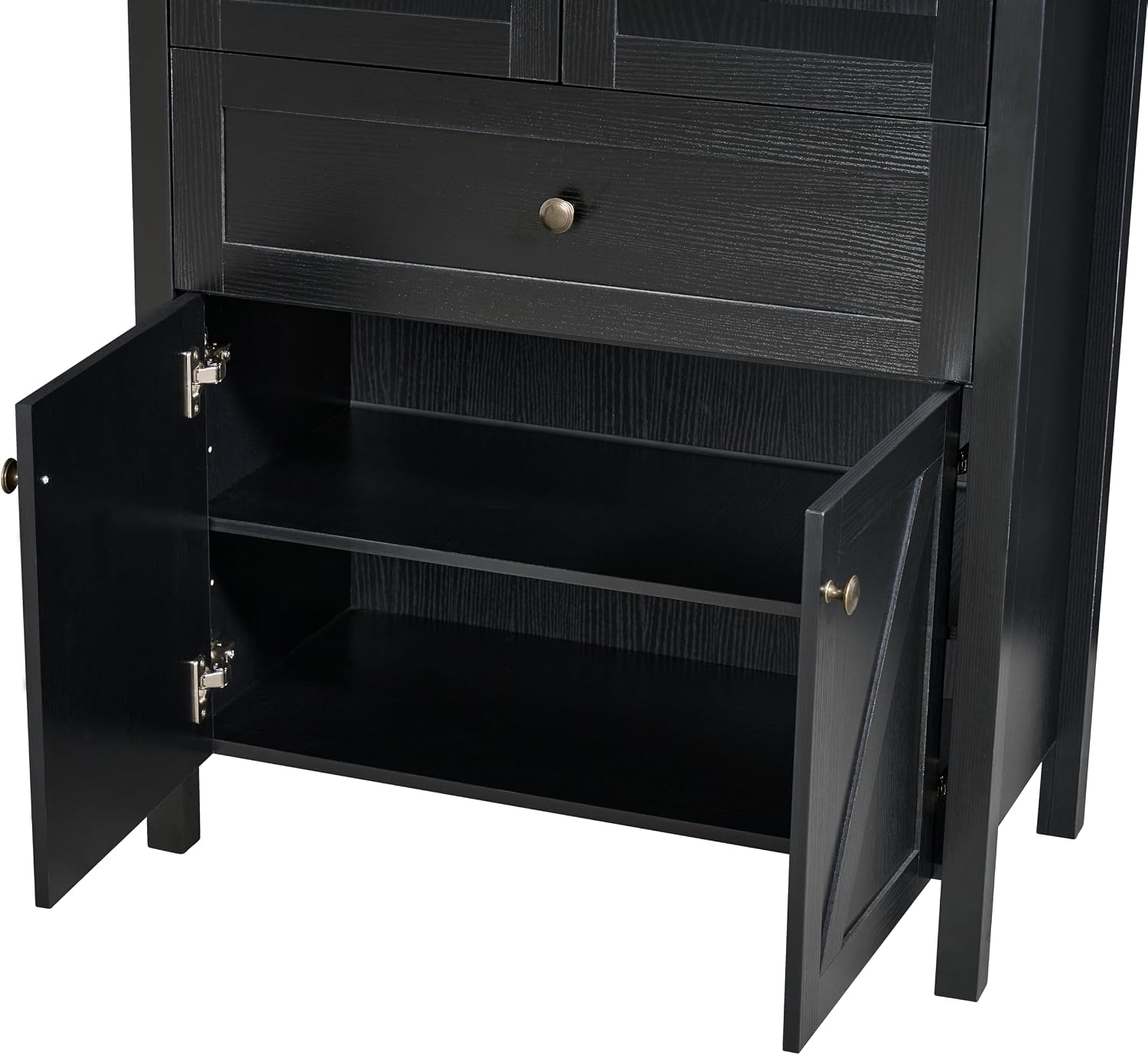 JIJIWANG Dome Kitchen Pantry Storage Cabinet with Doors & Adjustable Shelves,Farmhouse Large Sideboard Buffet with Drawer for Kitchen Living Room,Black