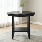 SogesHome Solid Wood Round End Table with Storage Shelf, Heavy Duty Small Kitchen Table for 2-4 People, Rustic Modern Space Saving Side Desk for Living Room, Bedroom, Kitchen, Office, Hallway