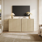 SICOTAS Buffet Cabinet with Storage Sideboard Accent Modern Credenza with Doors & Shelves Fluted 34.6" Tall Media Console Mid Century Coffee Bar Table for Living Room Kitchen Dining Room Hallway
