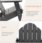 LUE BONA Kids Adirondack Chair, Gray Poly Lumber Plastic Chair, Toddler Adirondack Chair Weather Resistant, Kids Outdoor Patio Adirondack Lounge Chair for Balcony, Backyard, Preschool