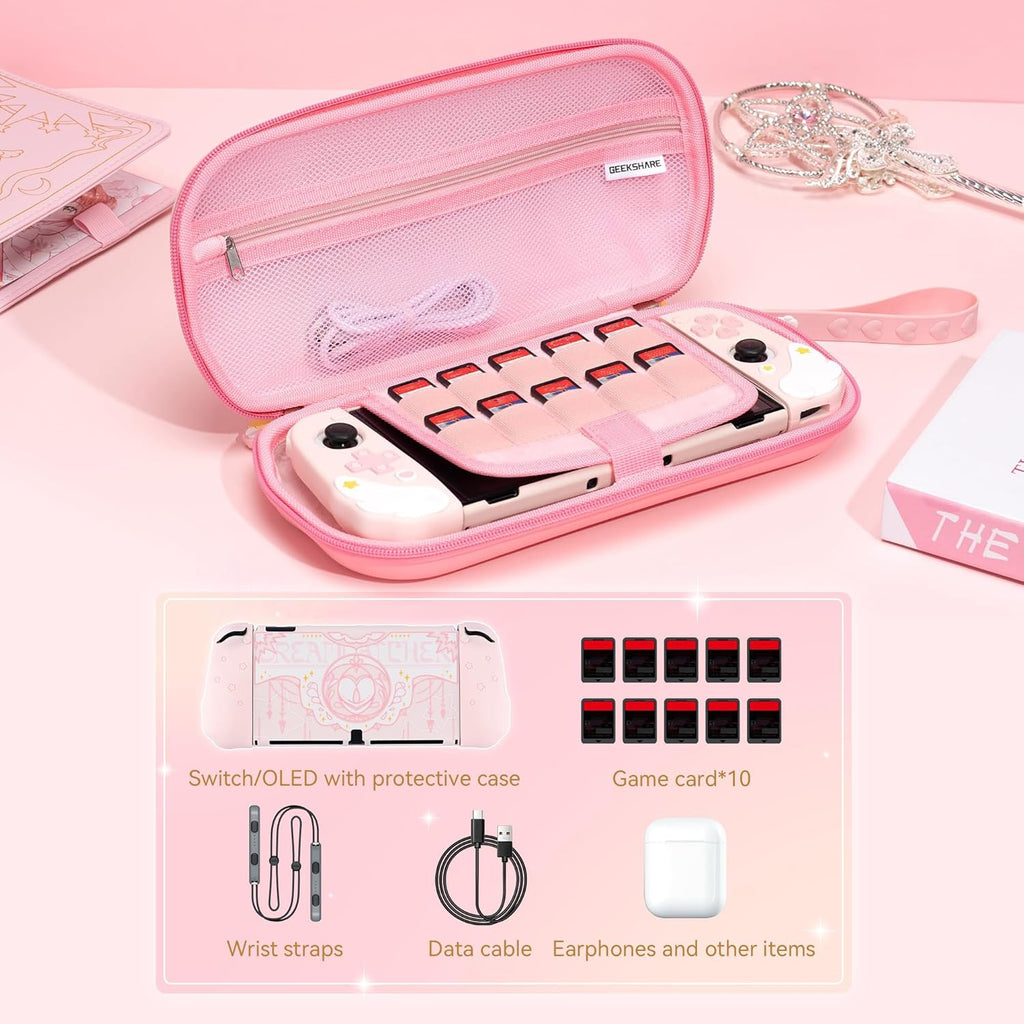 GeekShare Switch Carrying Case for Switch/OLED,Portable Switch Case, Slim Hardshell Travel Carrying Case fit Switch Console & Game Accessories - Star Wings Series