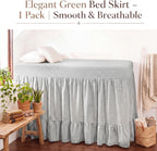 Tudomro Green Dorm Bed Skirt Twin XL 32 Inch Drop, Gingham Check with Ruffled Hem, Split Corners Microfiber Bed Skirts Soft Fabric Bedskirt for Dorm Bedrooms Easy to Install Clean