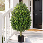 Giegxin 3ft Artificial Boxwood Topiary Trees Fake Bushes Potted Plants Indoor Evergreen Shrubs with Sturdy Planter for Front Porch Home Yard Decor